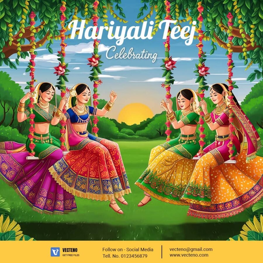 Traditional Hariyali Teej Festival Social Media Post PSD