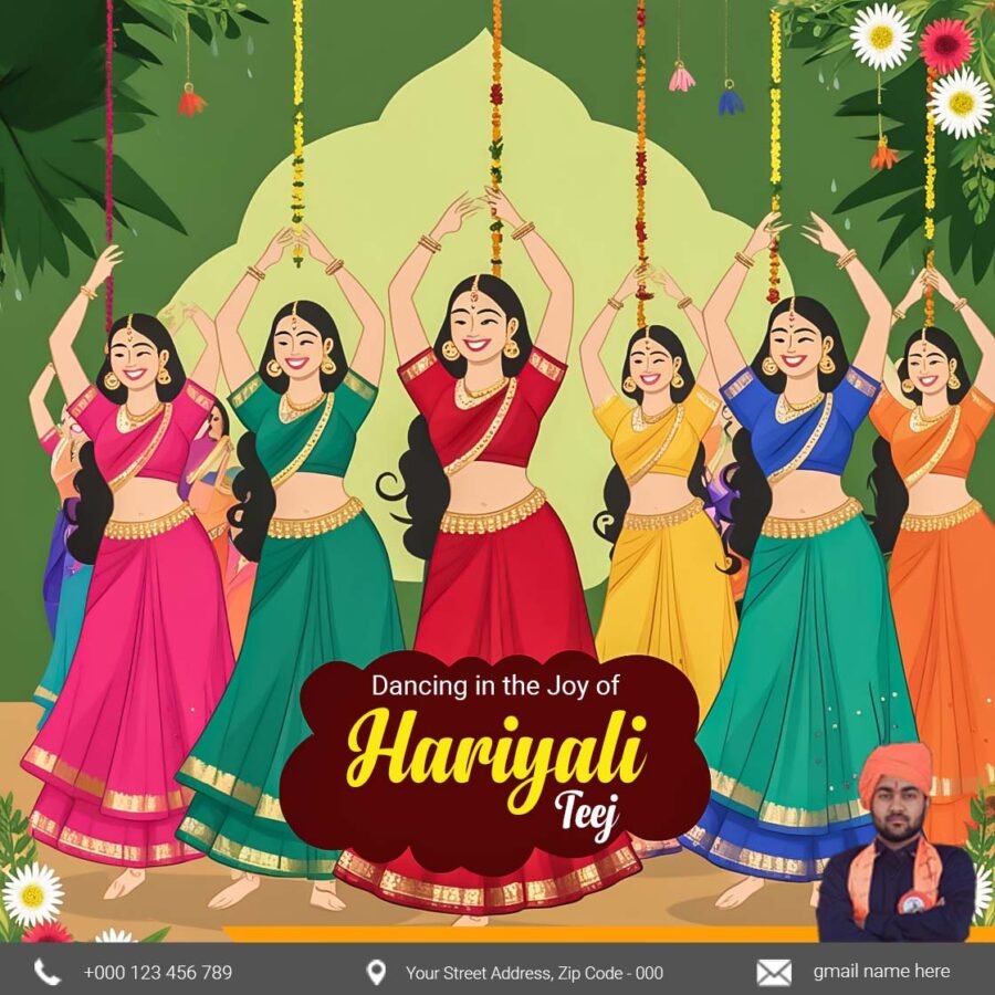 Vibrant Hariyali Teej Festival Social Media Post PSD