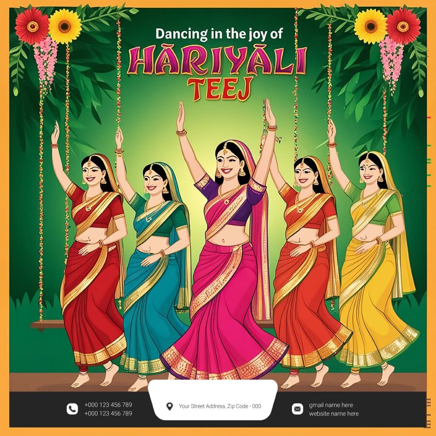 Modern Hariyali Teej Festival Social Media Post PSD